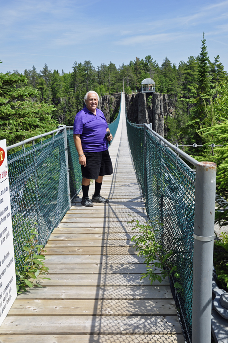 Lee Duquette on Canada's longest suspension bridge